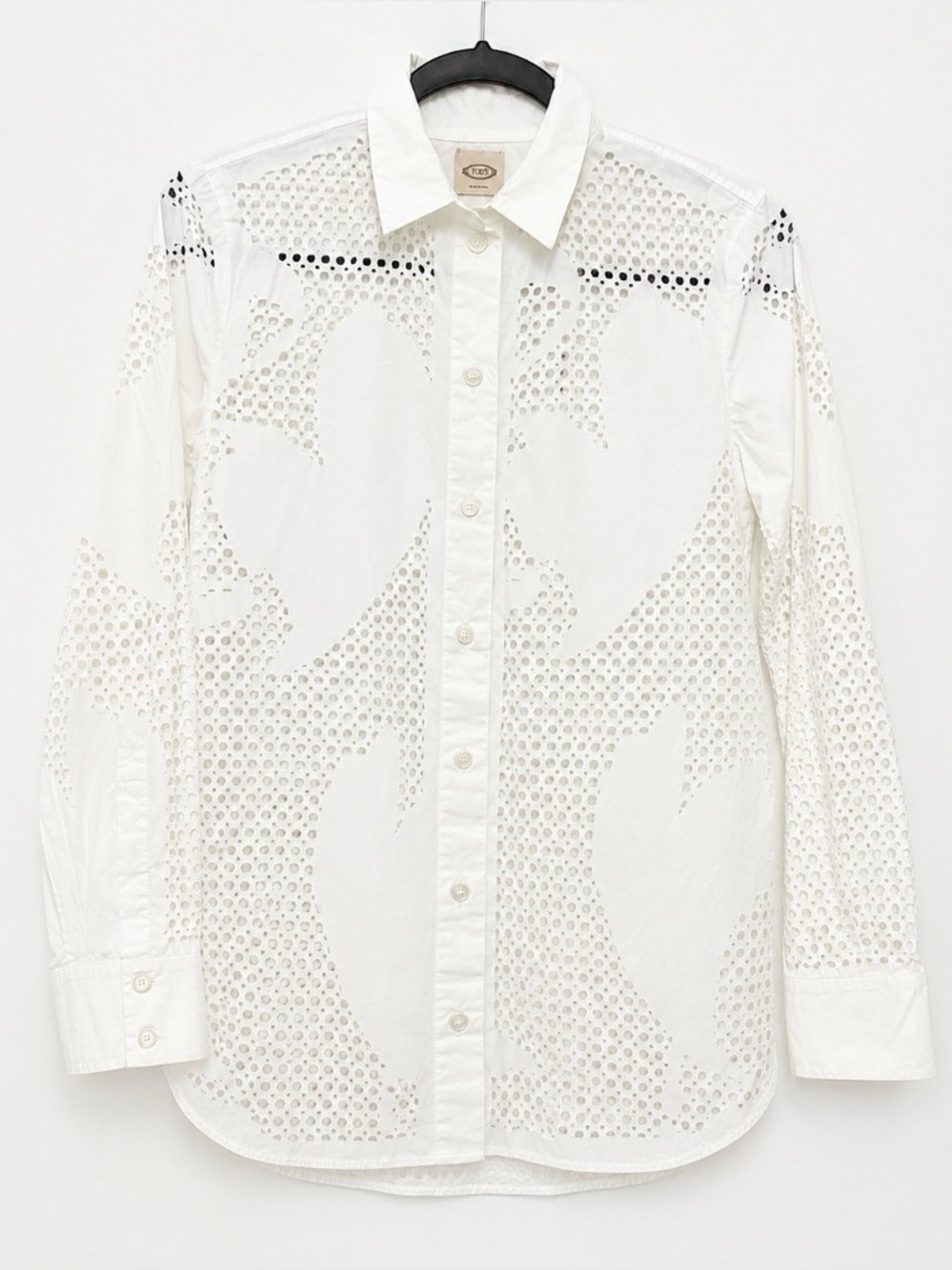 Tod’s Eyelet Button-Up Shirt off white womens size 38 cotton blend  Italy